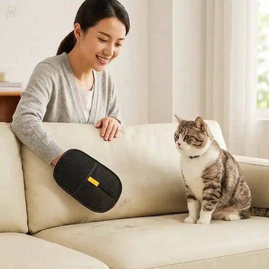 reusable pet hair remover glove
removing fur from sofa fabric
